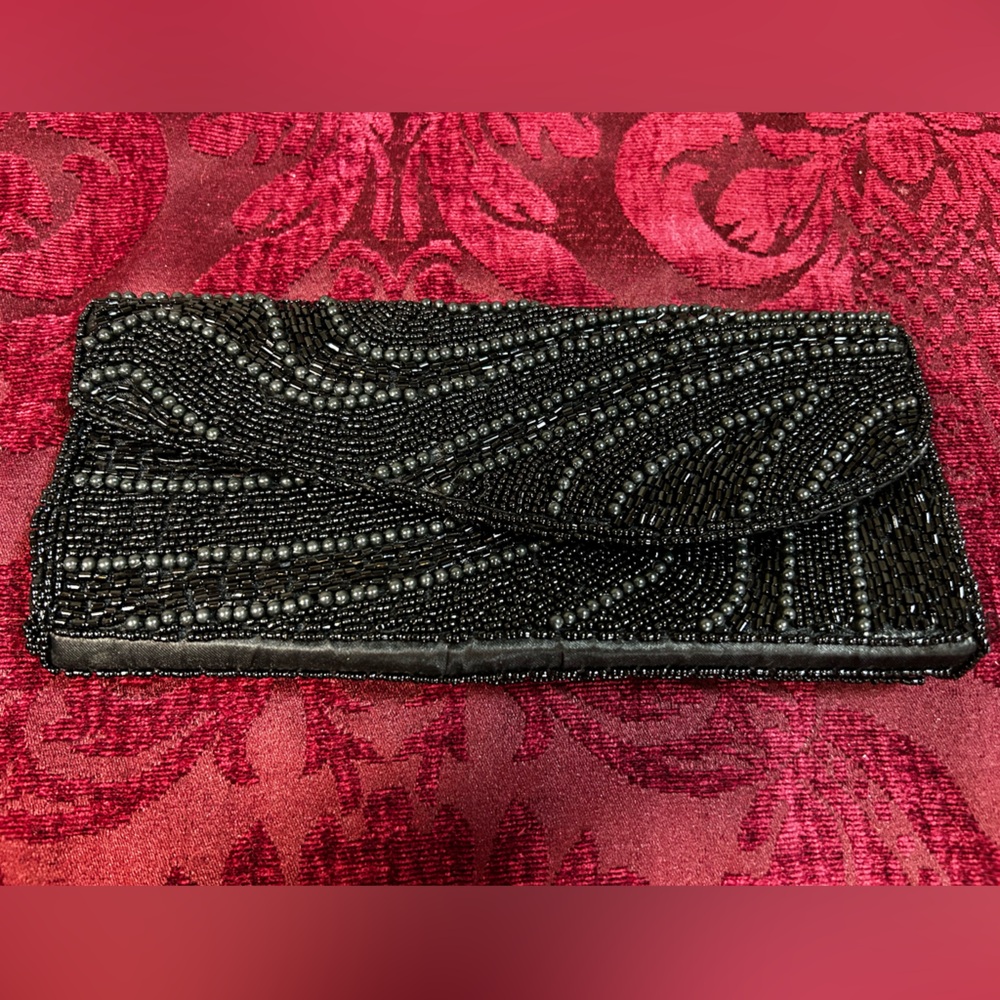 Bijoux Terner Black Beaded Clutch